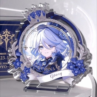 水神芙宁娜吧唧托立牌谷美皇冠吧唧砖高颜值水神适配吧唧桌面展示