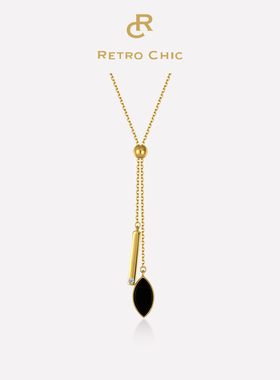 RetroChic黑眼睛细长项链
