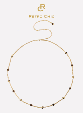 【女神礼物】RC Retro Chic意大利复古时尚罗马棕色白色盾牌长链