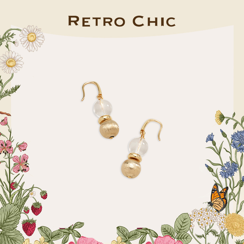 RCRetroChic果壳晶石双珠耳环