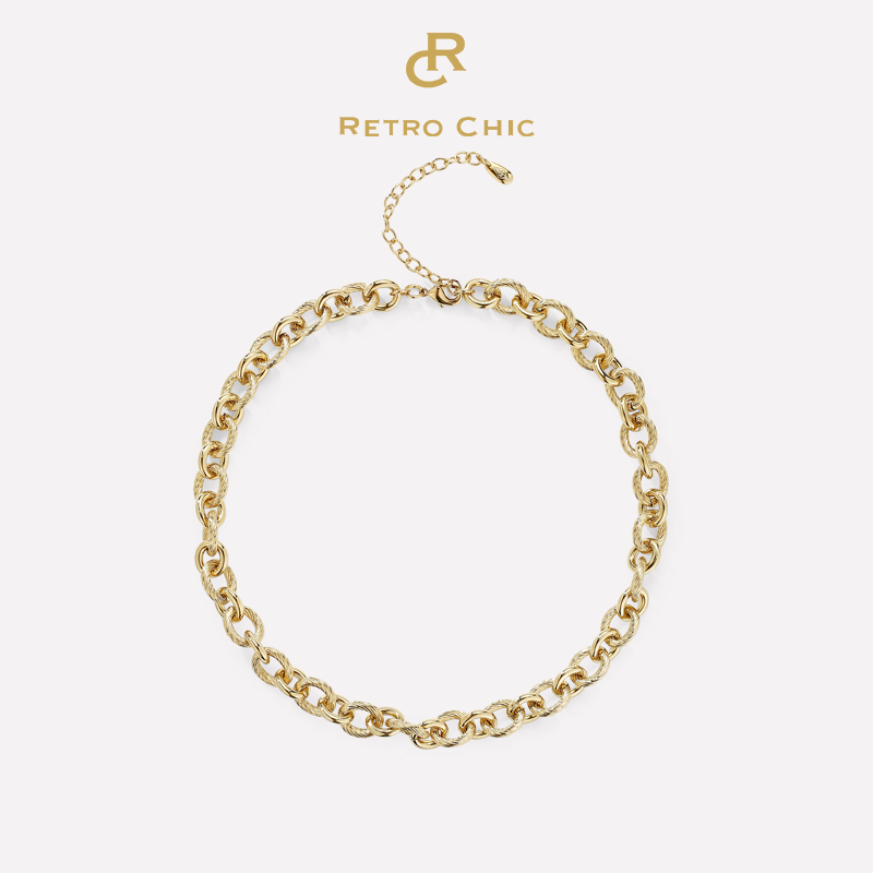 RetroChic素金扭纹项链