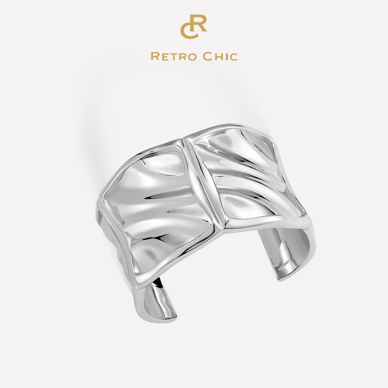 【李兰迪同款】RC Retro Chic意大利复古时尚首饰 银色波光手镯