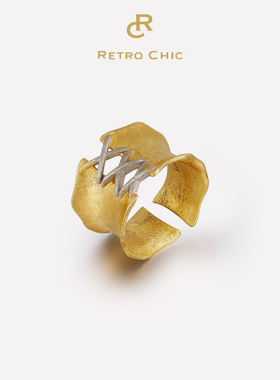 RC Retro Chic意大利复古时尚首饰 绑带金开口戒 美拉德穿搭