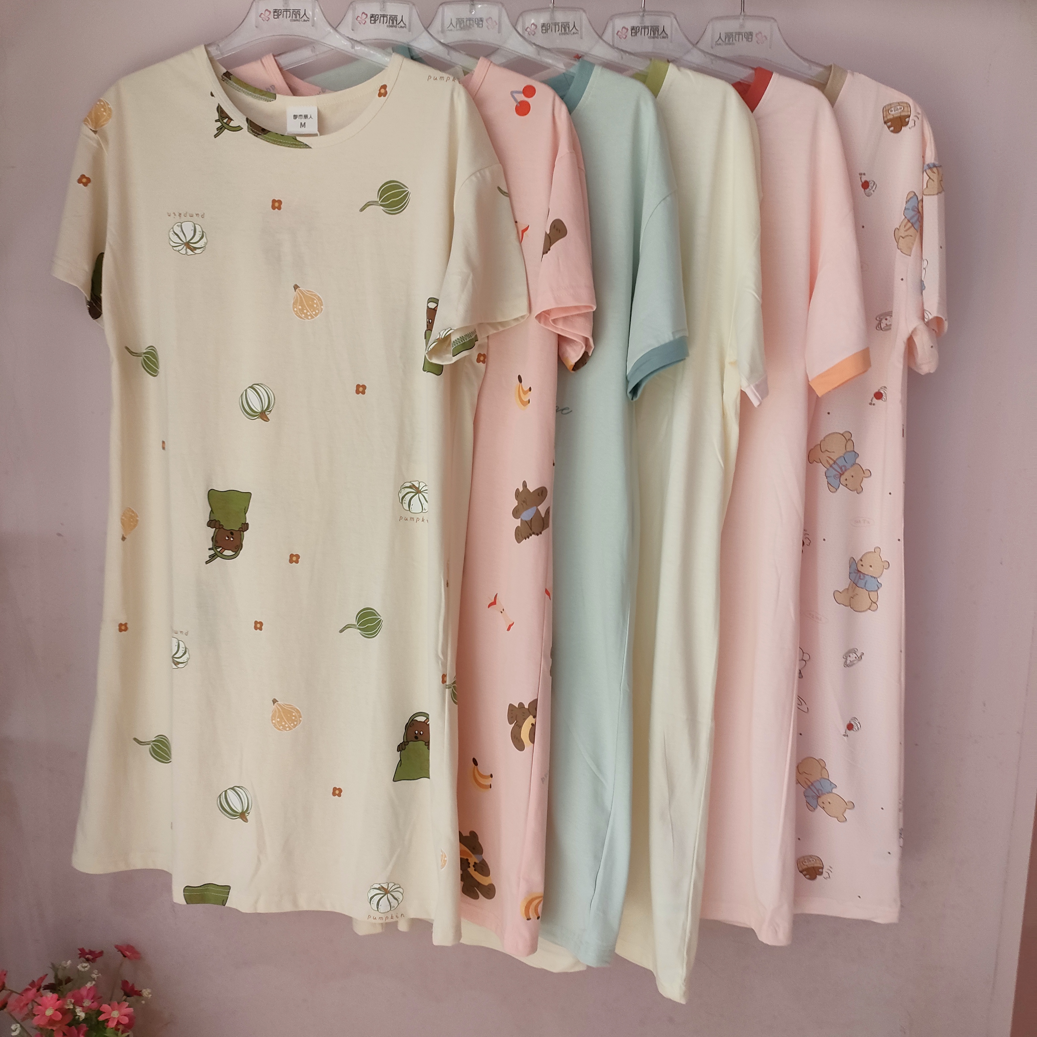 都市丽人女士圆领套头睡裙