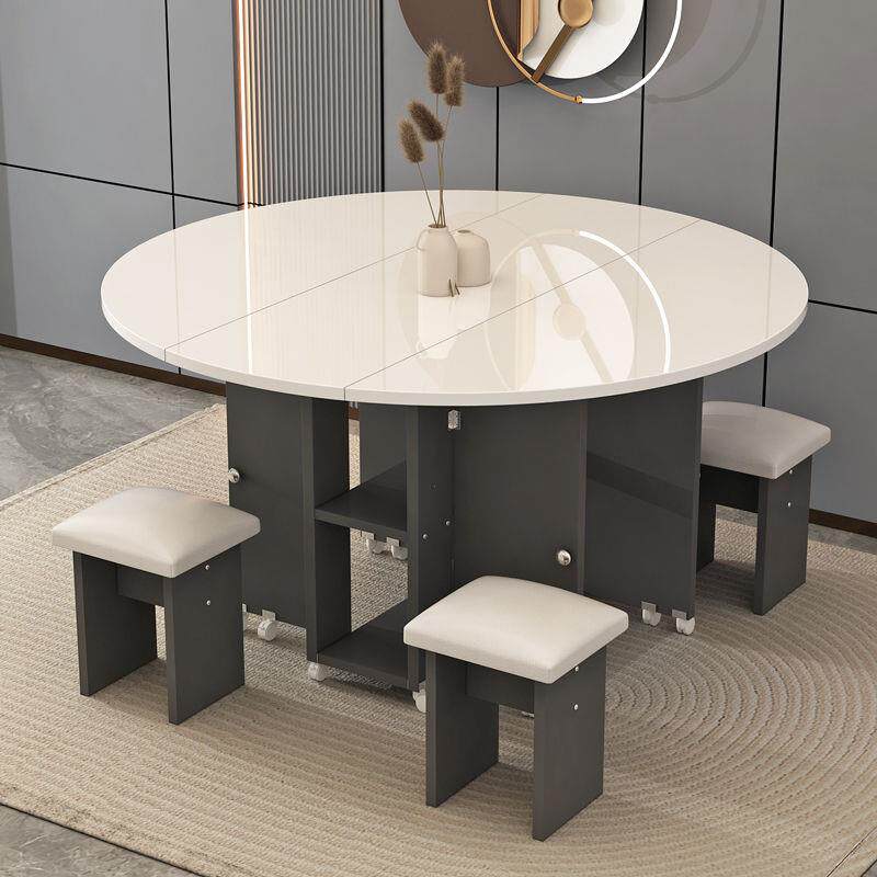 家用折叠餐桌可移动伸缩圆形小户型多功能大圆桌椅组合吃饭桌子