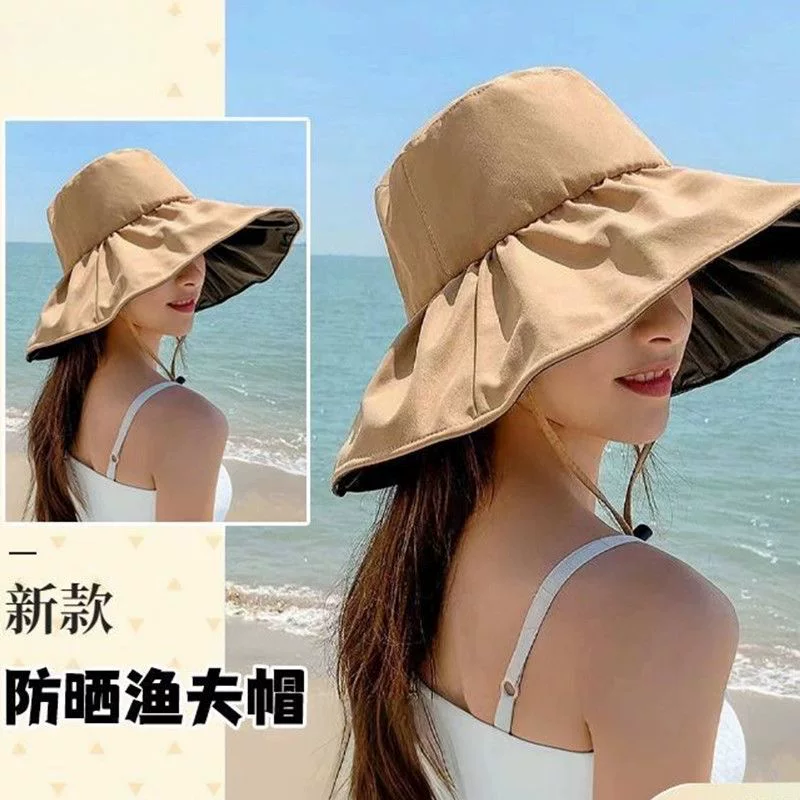 黑胶空顶遮阳帽女夏防晒帽子抗UV