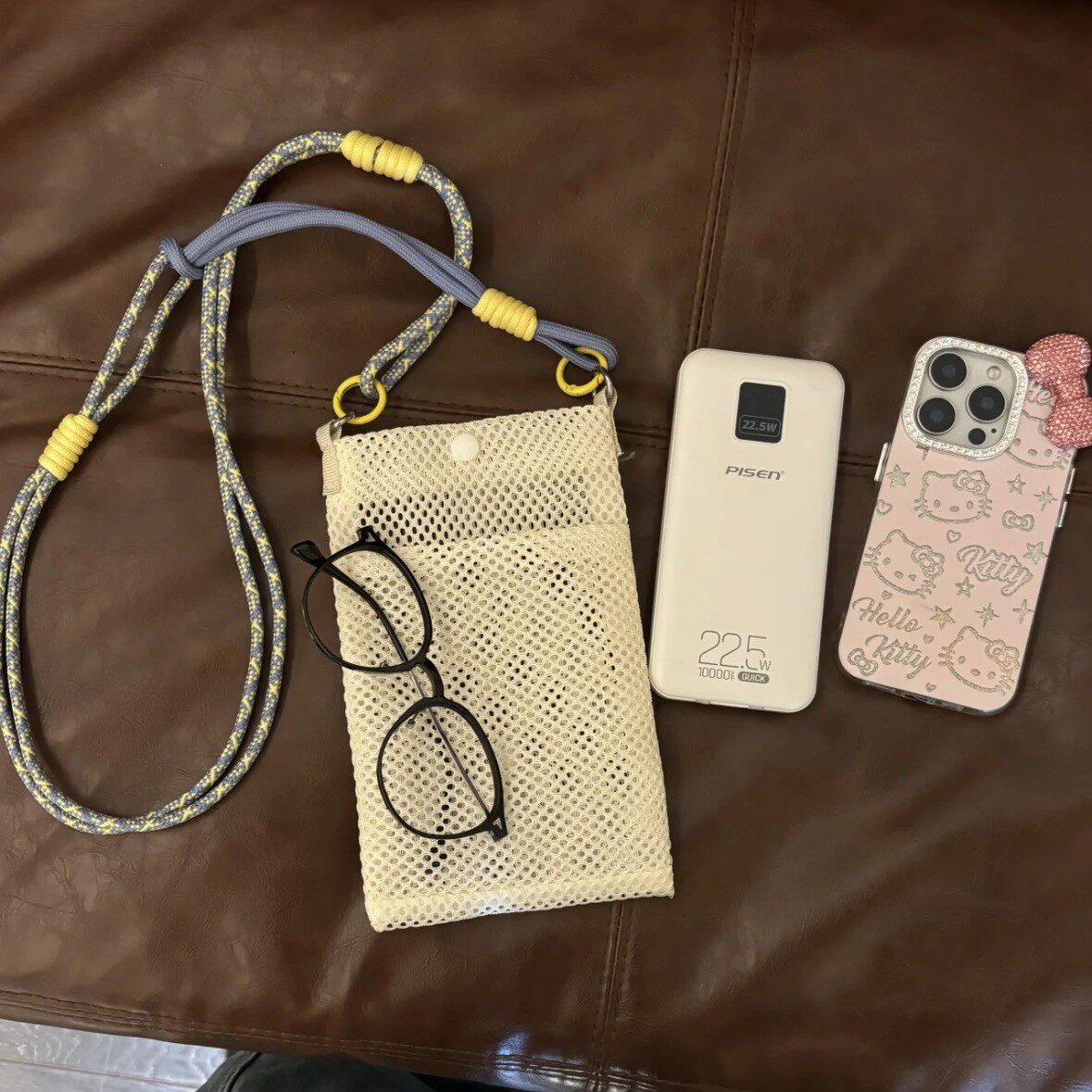 通勤搭子|网格手机包女斜挎便携手拎包小型收纳包耳机眼镜多功能