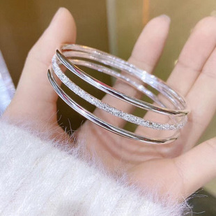三生三世银色手镯可水洗不掉色高级感小众时尚多圈手环女个性网