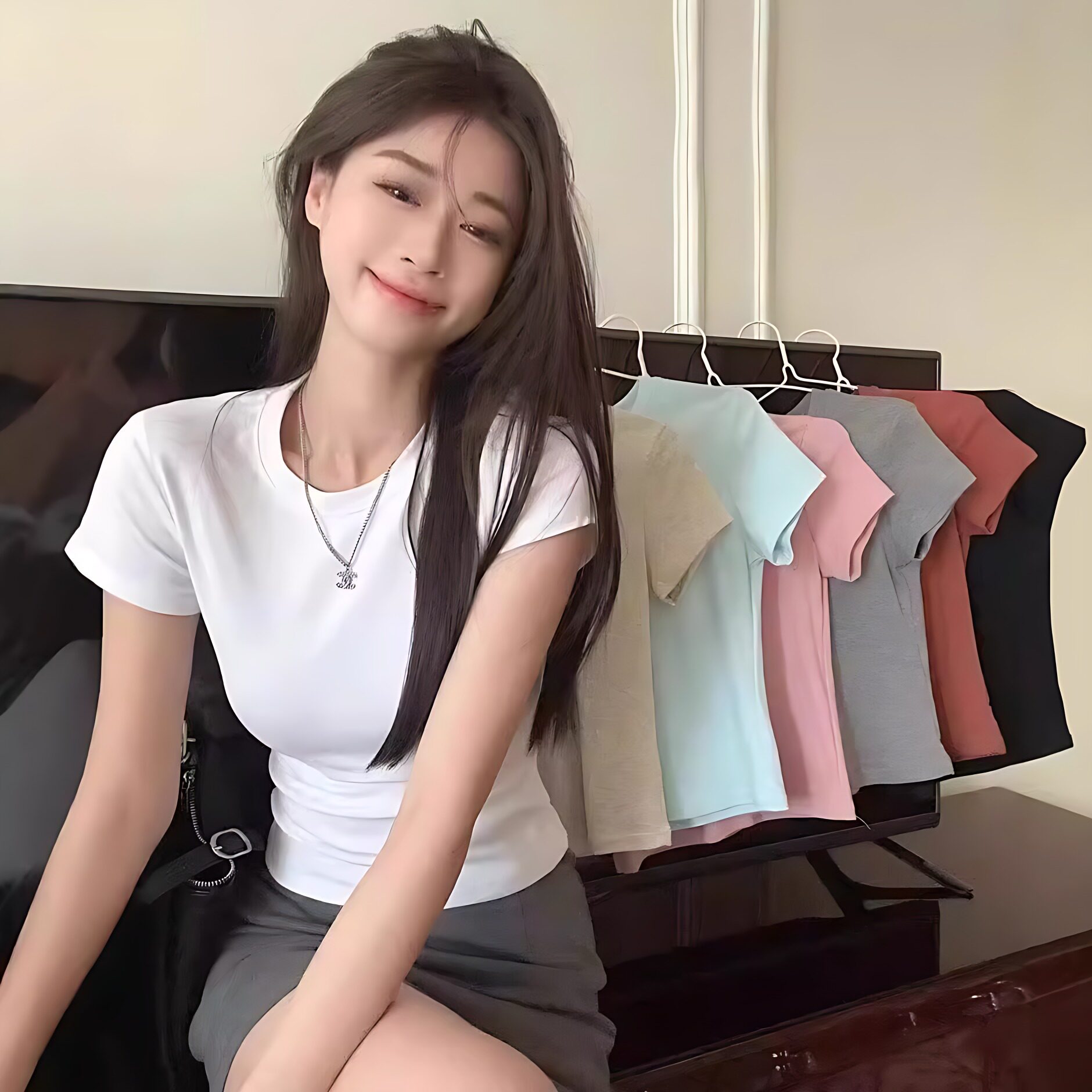 白色短袖打底衫内搭t恤女2025夏季新款显瘦修身辣妹短款正肩上衣