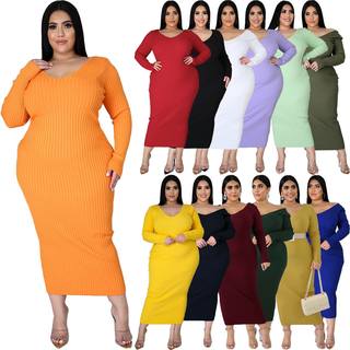 Fat lady L-5XL plus-size autumn/winter base dress大码秋冬裙