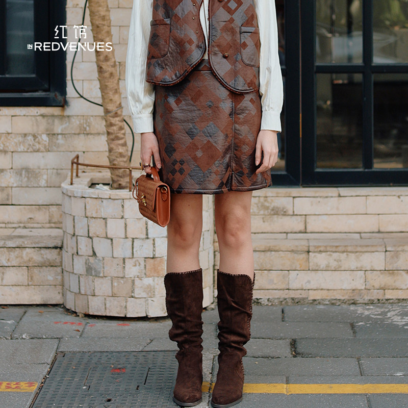 红馆|设计师款半身裙2025冬季新款短裙高腰A字裙复古咖啡色包臀裙,女装/女士精品,半身裙,淘宝优惠券,粉丝福利购,淘宝优惠卷