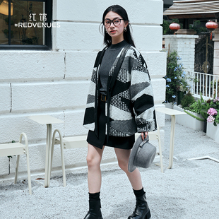 红馆|设计师款外套25秋冬新款外套女韩系chic独特黑色廓形外套女