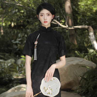 南舟记【墨】春秋全开襟平裁无省曳地双层民国风少女日常古法旗袍