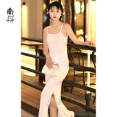 旗袍内搭改良莫代尔中长款 吊带衬裙超舒服打底裙夏季 背心白色纯色