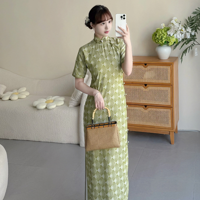 南舟记【豆蔻】春秋款1930全开襟平裁双层少女气质日常款古法旗袍