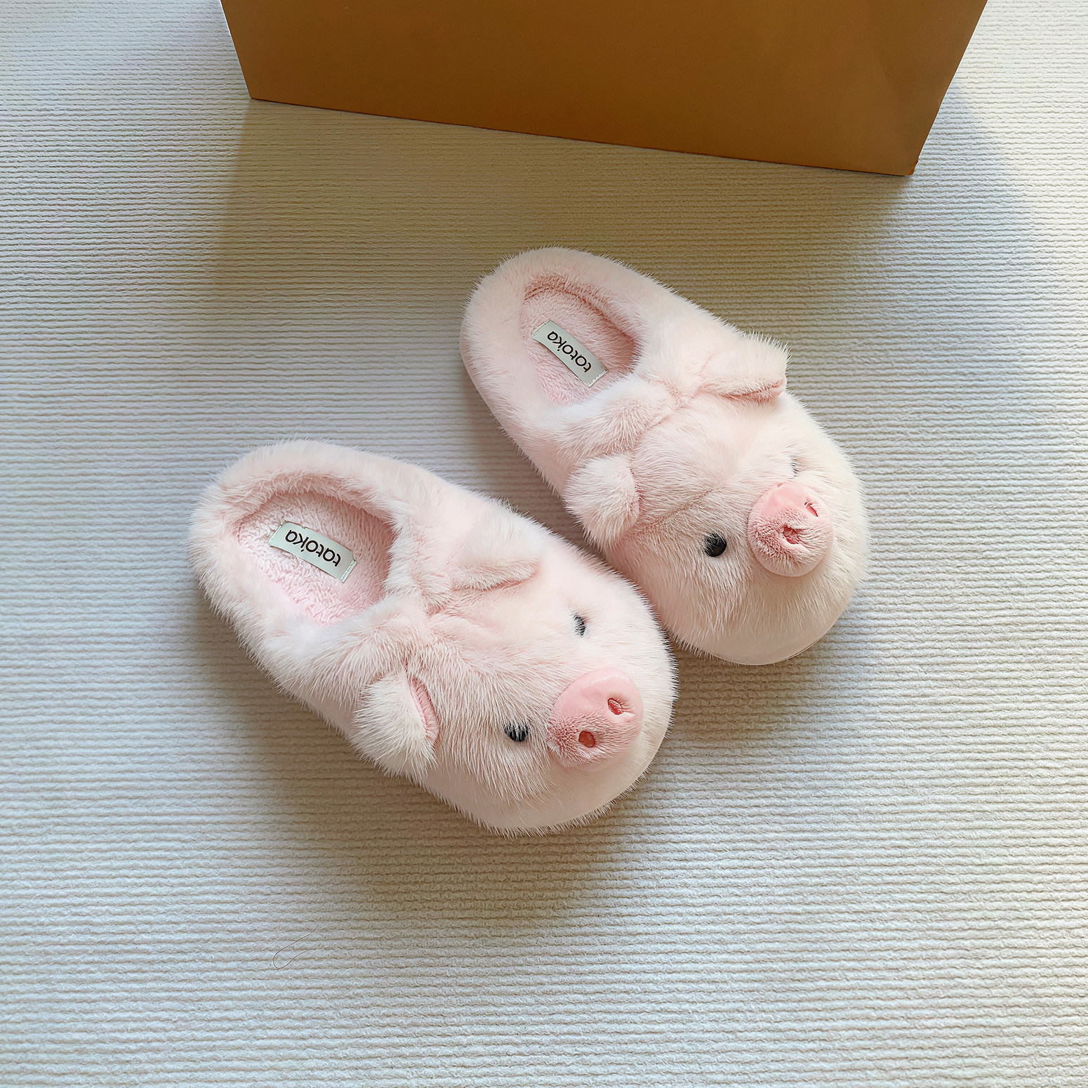 小猪棉拖鞋秋冬季可爱毛绒