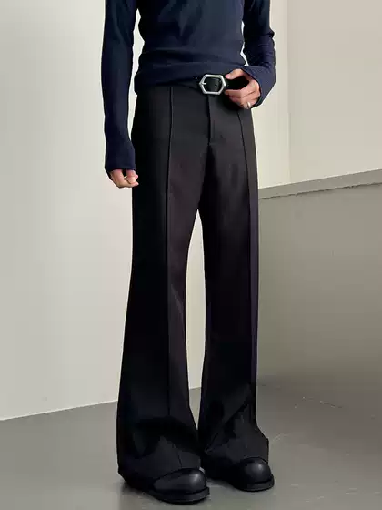 Dm Tenacious Cleanfit Trousers with Cuffed Design, Anti-Wrinkle Drape, Anti-Wrinkle Micro-Flared Floor-Length Trousers