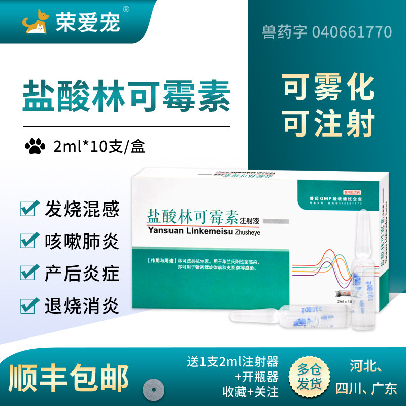 林可霉素注射液兽用狗狗产后消炎猫鼻支咳嗽猫肺炎药雾化尿路感染