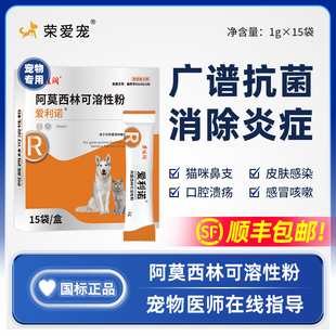 宠诺林阿莫西林粉猫鼻支治疗药狗狗猫咪感冒药打喷嚏子宫产后消炎