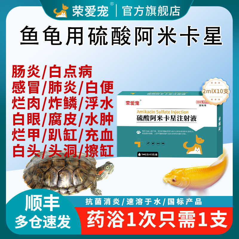 水族硫酸阿米卡星锦鲤肠炎水产乌龟感冒肺炎药白点净鱼药烂身烂尾