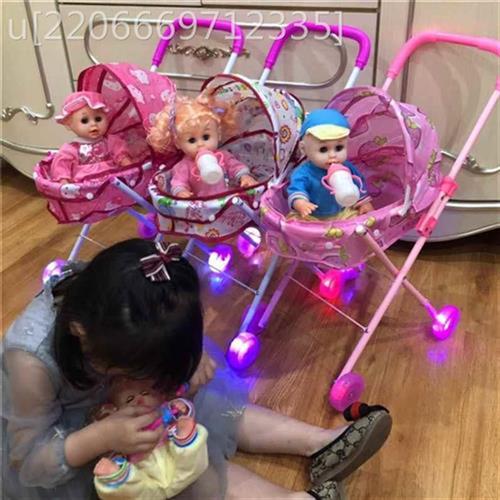 儿童推娃娃车推车婴儿宝宝过家家手推车女孩公主宝宝女童玩具推车