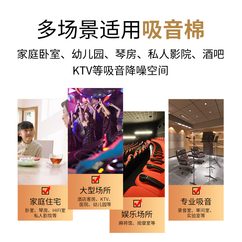 无味环保隔音棉墙体吸音棉消音棉超强门窗户隔音板卧室自粘墙贴