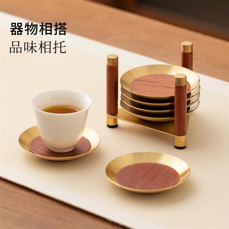 高端黑檀木杯垫套装花梨实木杯托家用茶具配件茶道用品茶杯隔热垫