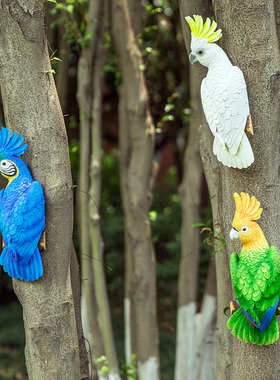 仿真鹦鹉装饰摆件假鸟 仿真鸟 装饰小鸟动物庭院花园树上装饰挂件