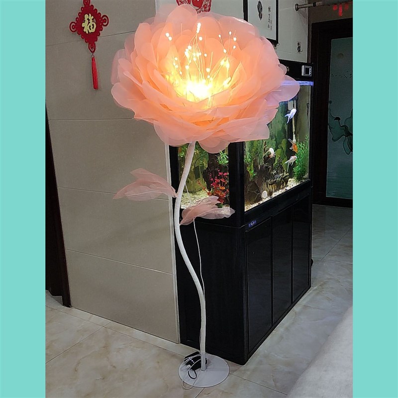芍药花十二花神客厅落地小夜灯纱花手工材料包家居装饰美陈婚房灯