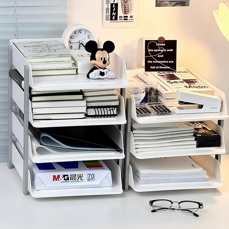 文件收纳架桌面办公室资料多分层a4文件夹档案置物架书桌工位架框