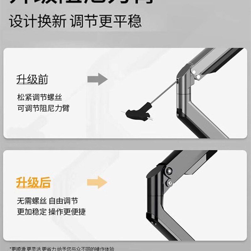 显示器支架气动旋转机械臂台式电脑双屏幕悬臂桌面支撑架升降底座