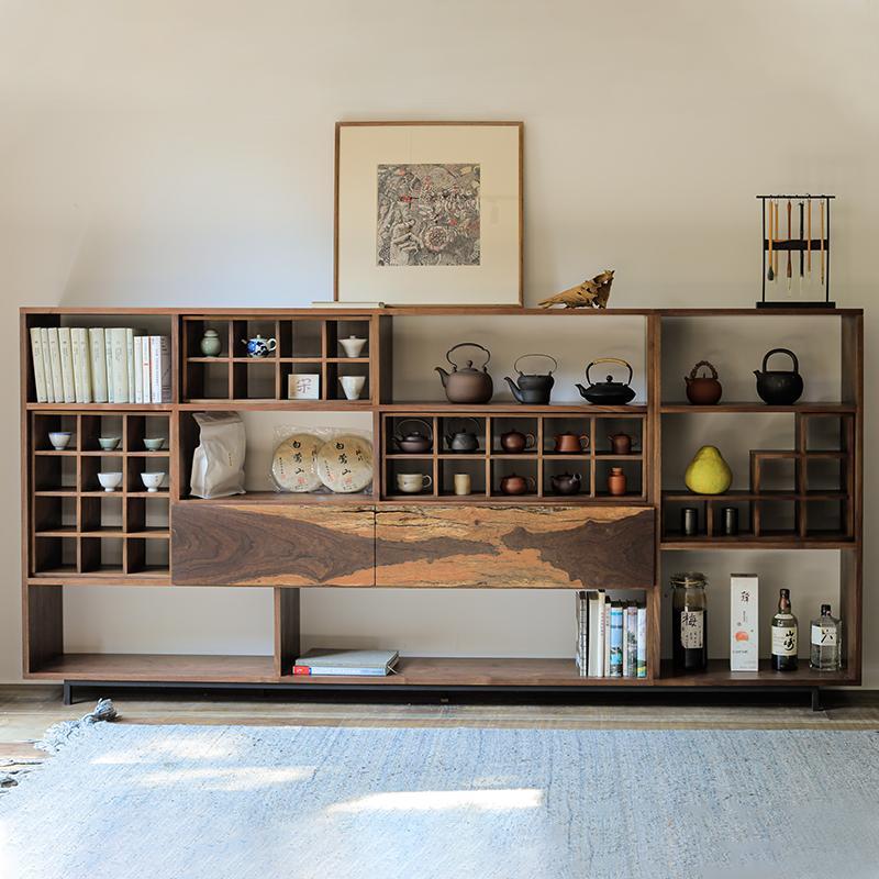 野木1978 山随影动茶杯陈列柜博古架茶室书架组合侘寂风玄关中式