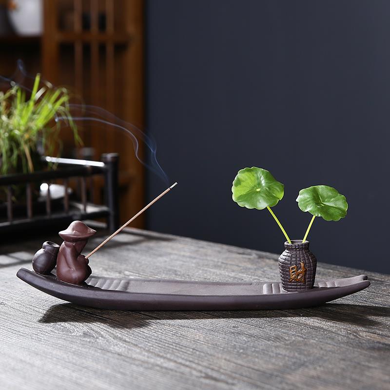 线 线香炉紫砂陶瓷香盘覆古国风沉香盘檀香线 线香托 托香插香座