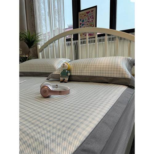 可水洗软席空调席日式格子凉席席子1.8米冰藤席夏天冰丝席三件套