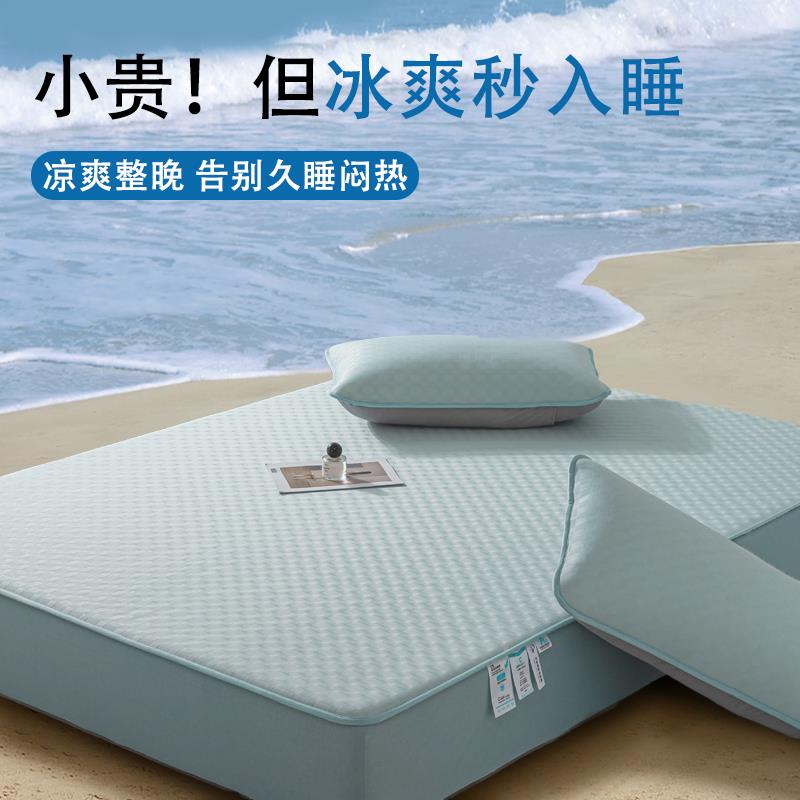 超凉感a类冰丝凉席床笠款艾草驱蚊席三件套可机洗夏季软席床单
