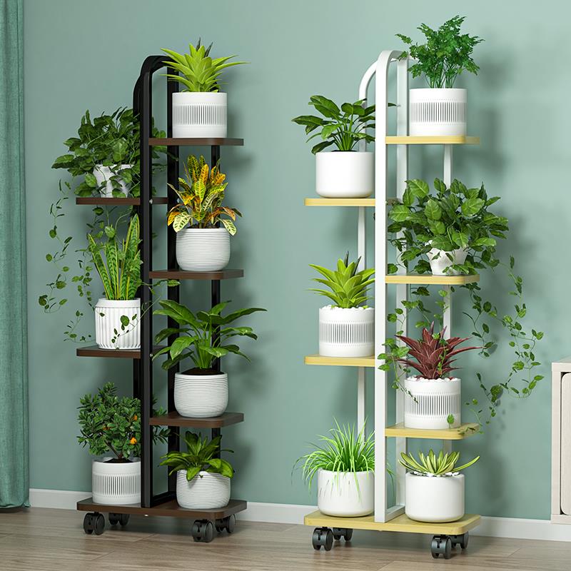 阳台花架子客厅落地式铁艺花盆托架室内可移动多肉植物摆放置物架