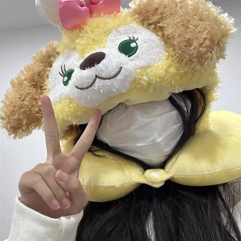 雪莉玫U型枕旅行枕可爱卡通连帽护颈枕办公室空调帽子开车飞机枕