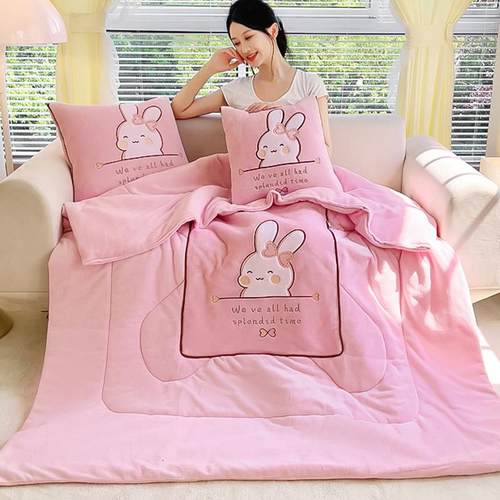 双面加厚保暖牛奶绒抱枕被子两用汽车上靠垫办公室午休枕头二合一