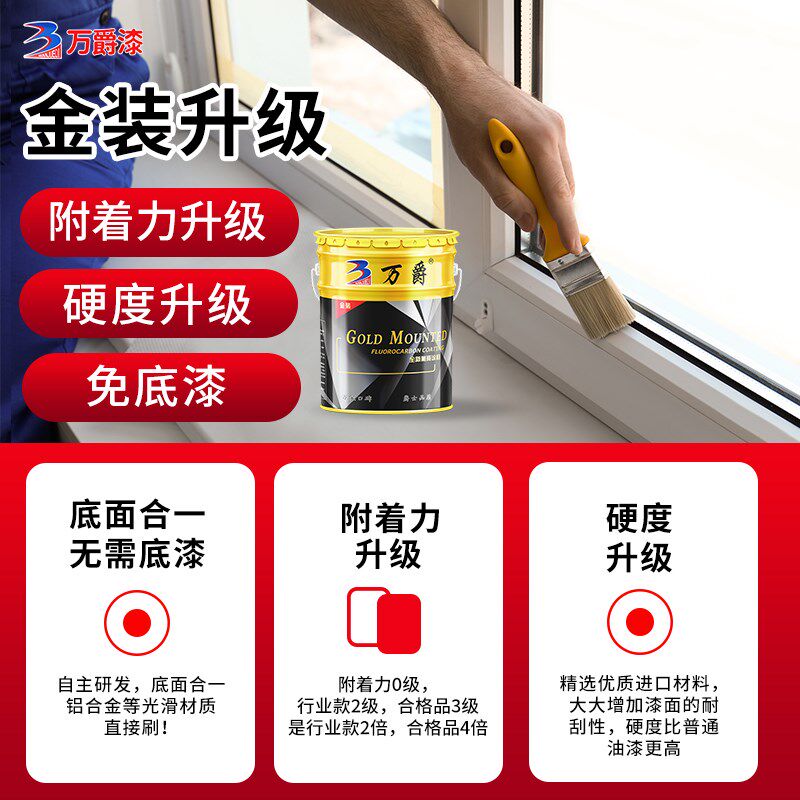 铝合金改色专用油漆窗户门窗不锈钢栏杆防锈氟碳漆二合一体金属漆