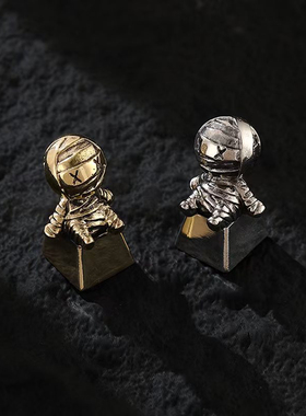 原创纯铜个性金属小木乃伊键帽客制化键帽机械键盘十字轴通用