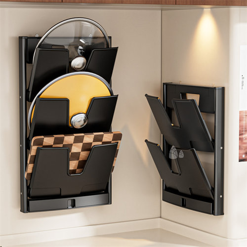 可折叠吸盘锅盖架多层收纳架