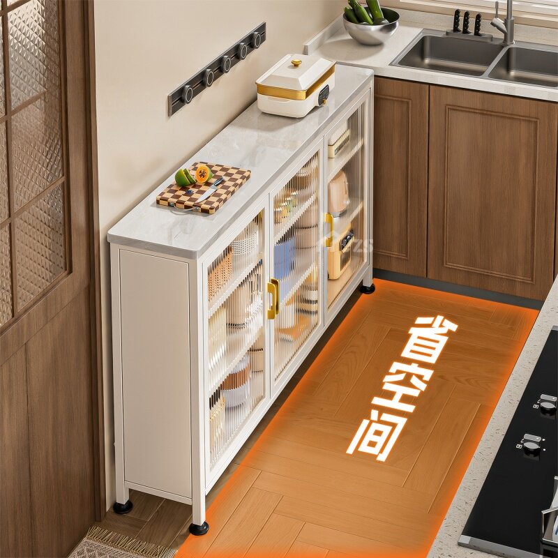 岩板厨房置物架多功能落地窄边夹缝置物柜一体靠墙储物餐边柜收纳