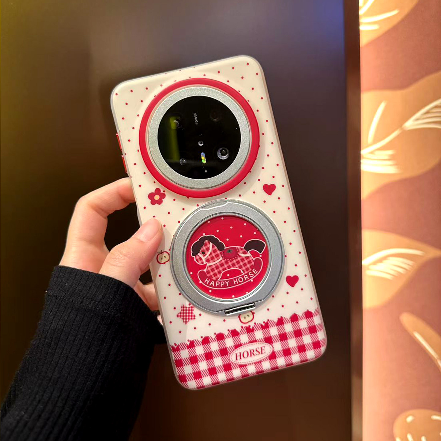 格纹小马适用华为Mate80Pro手机壳mate70/60pro+磁吸支架可爱女款iPhone17promax保护套苹果17/16pro高级外壳