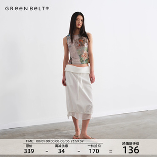 上衣 GREEN BELT城市漫游25夏数码 印花弹力工字背心女轻薄修身 无袖