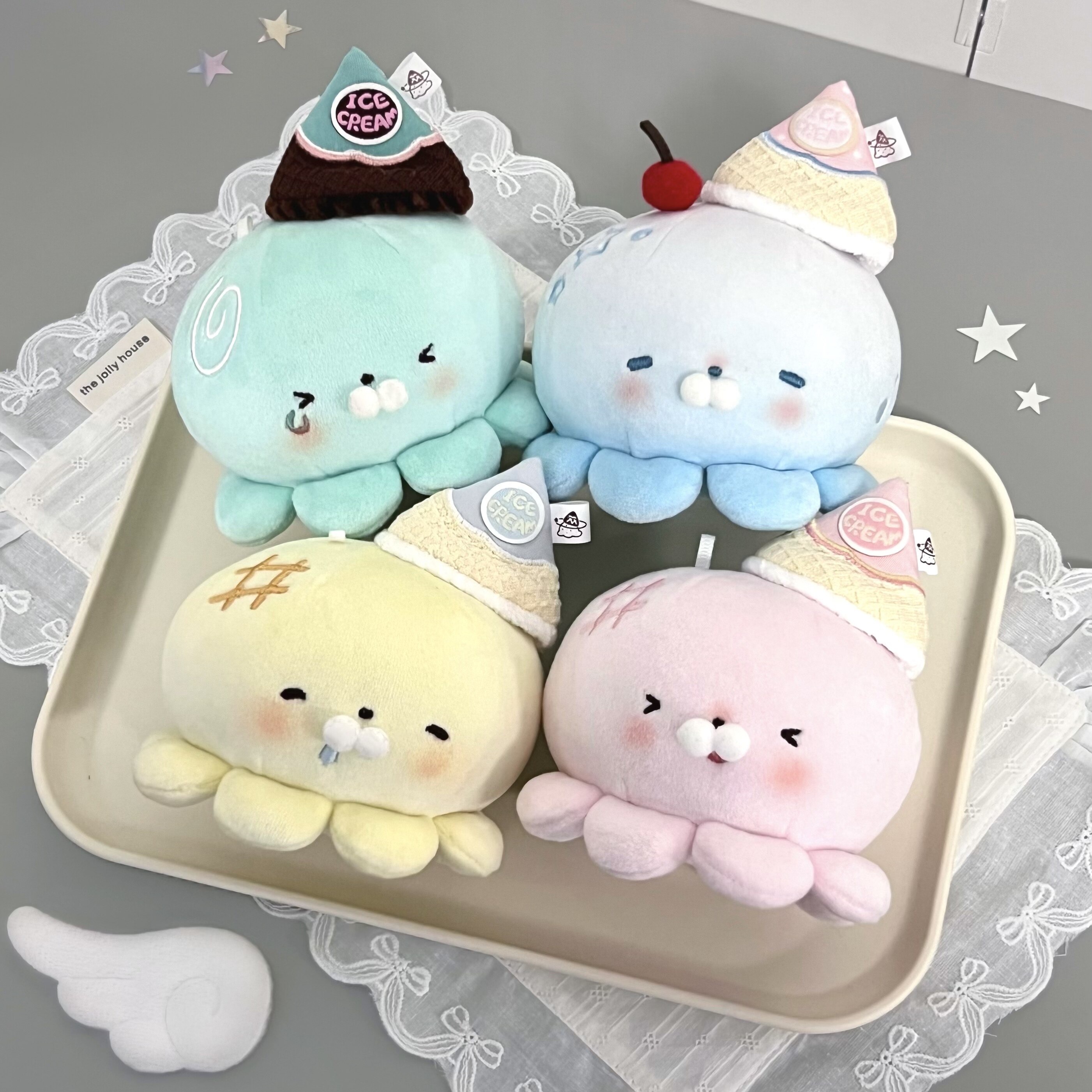 宇宙商店 10cm马卡龙冰激凌系列 章鱼玩偶包挂件毛绒公仔可爱玩具