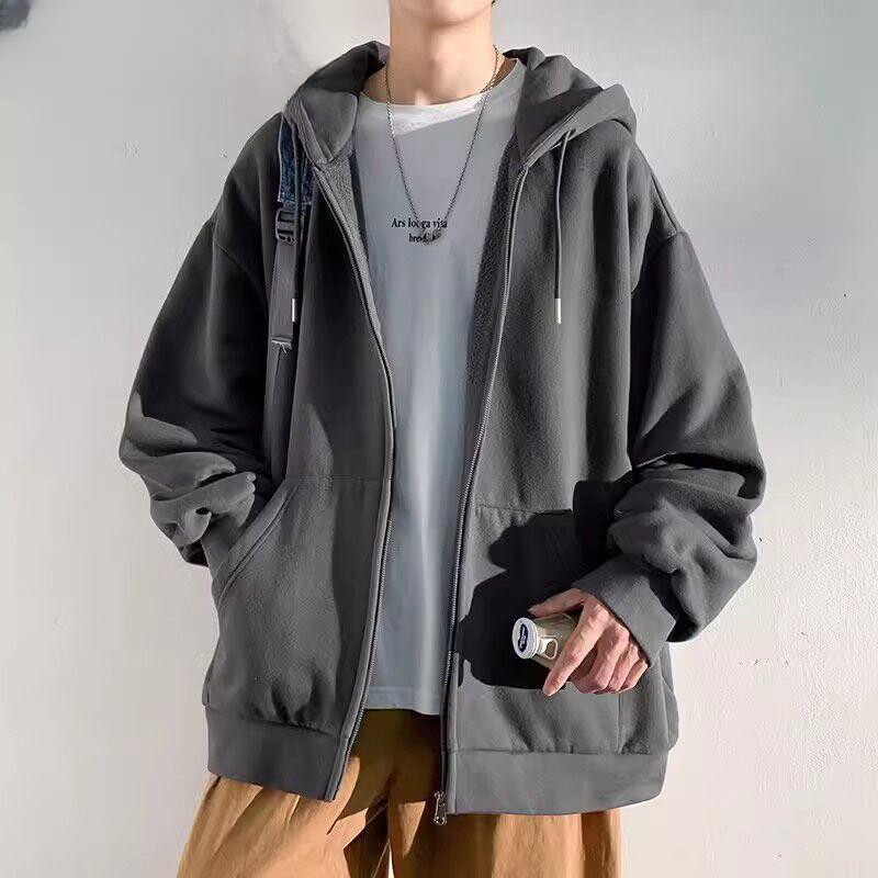 特大码300斤美式潮牌纯棉卫衣外套男装春秋季连帽开衫上衣服夹克2