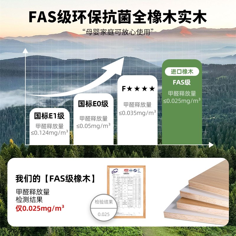 橡木衣柜全实木ENF级定制分段式免拉手开门家用卧室主卧衣橱柜子