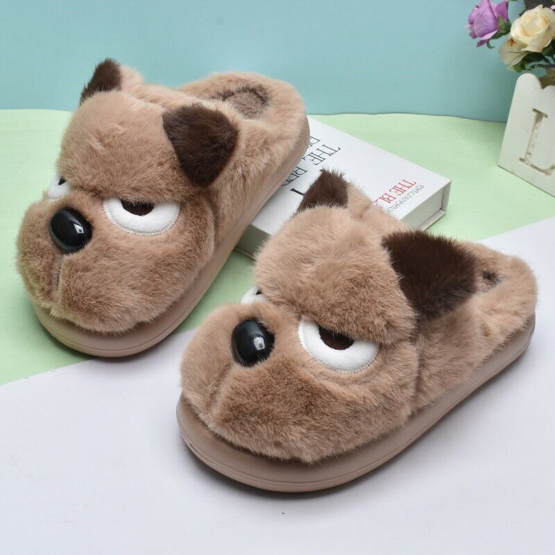 冬季中大童男孩可爱卡通中学生青少年儿童男童厚底防滑半拖棉拖鞋