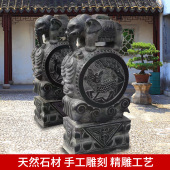 石雕天然门墩抱鼓石一对青石仿古麒麟庭院石墩石鼓门口别墅摆件