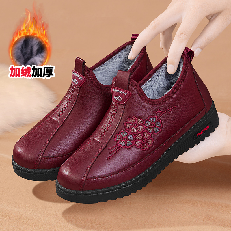 老北京布鞋女冬季加绒保暖防滑